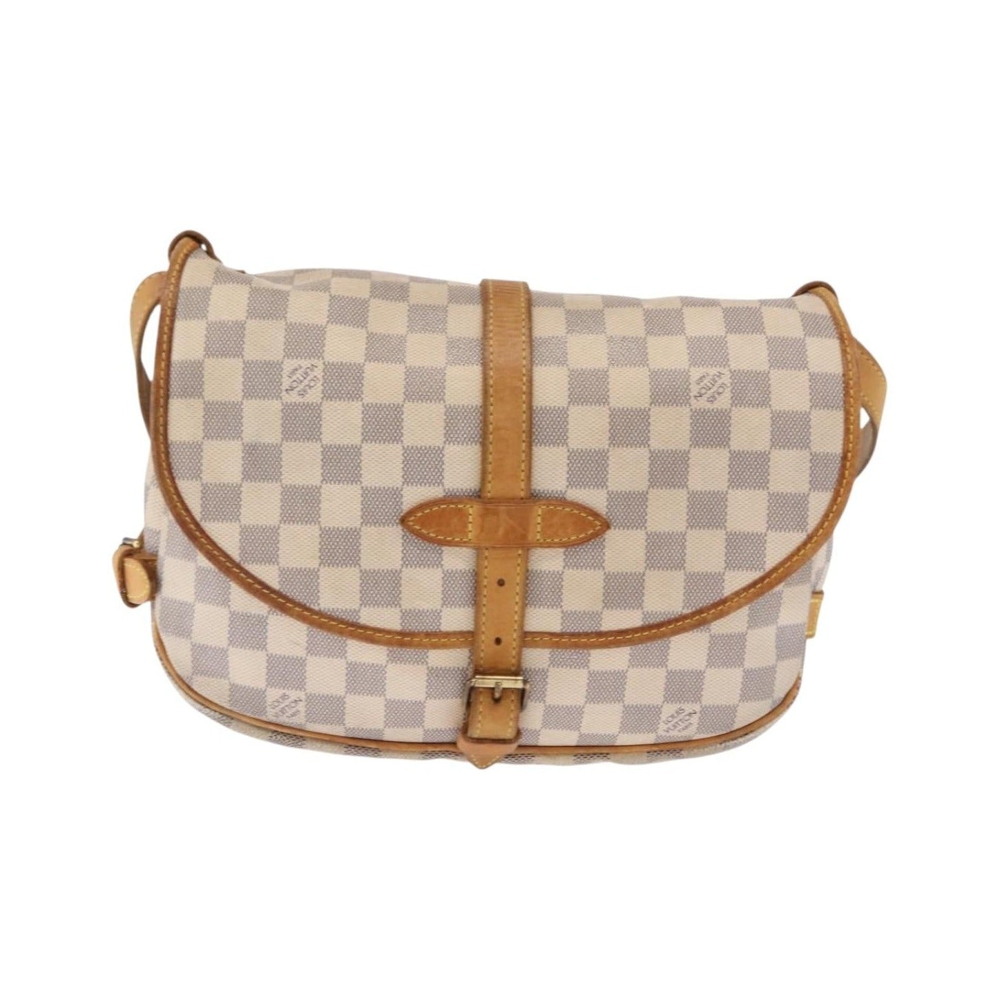 Louis Vuitton Saumur Damier Ebene, Beige, Canvas, Shoulder Bag