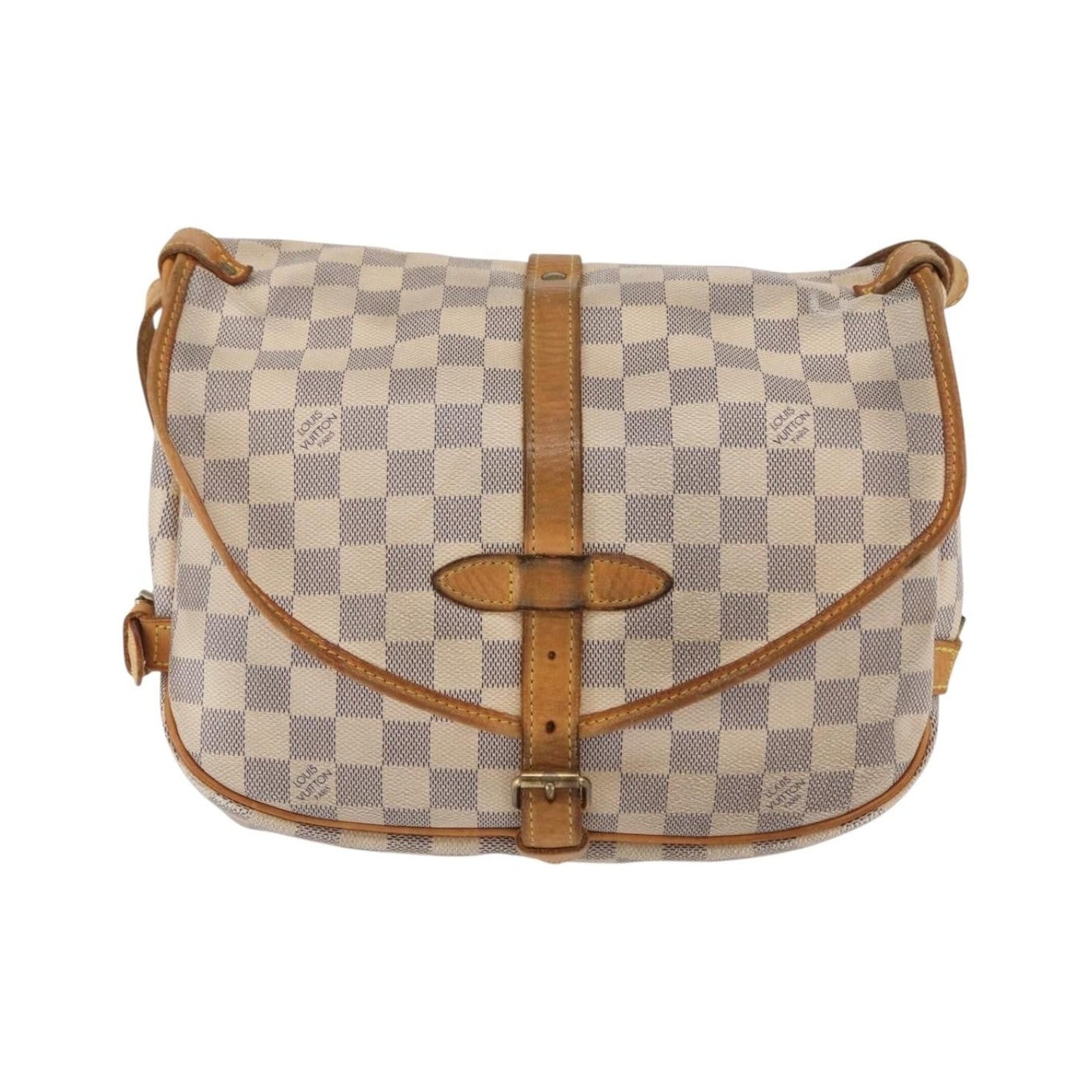 Louis Vuitton Saumur Damier Ebene, Beige, Canvas, Shoulder Bag