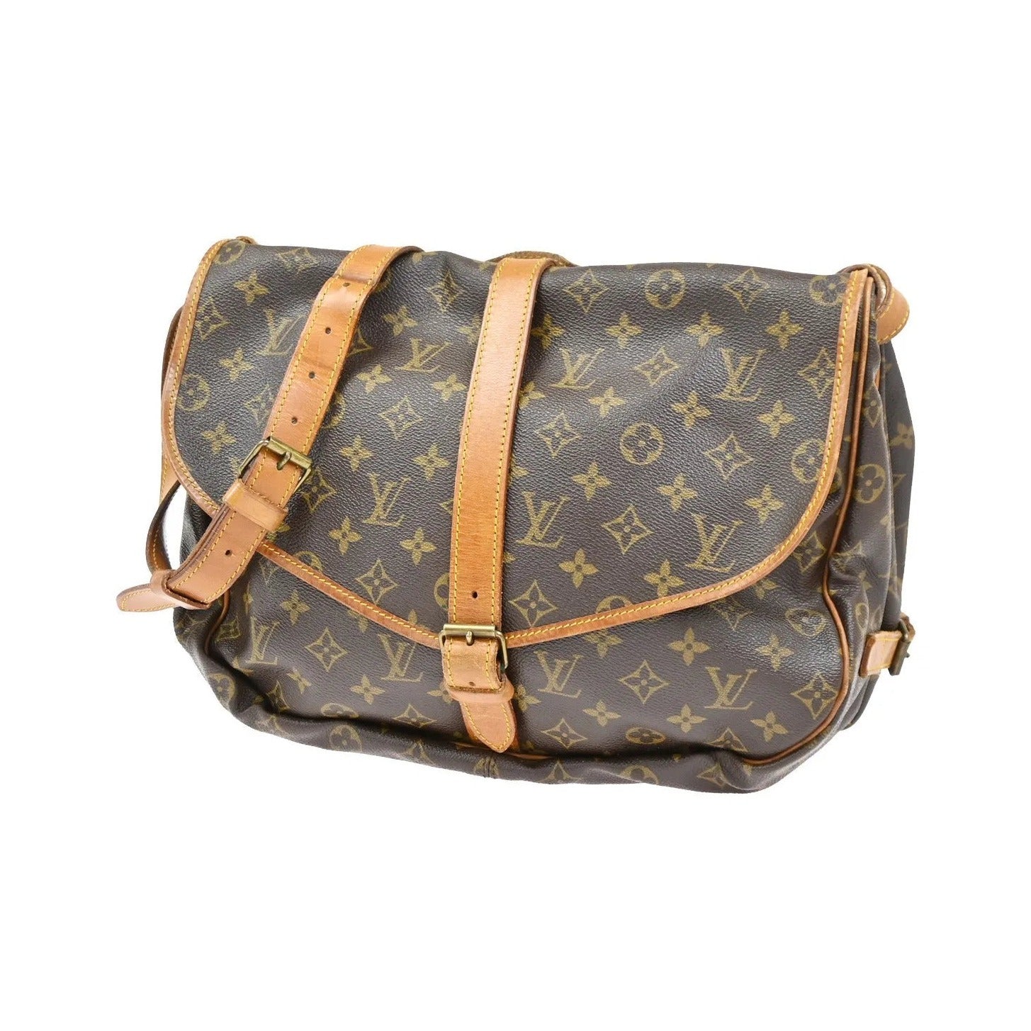 Louis Vuitton Saumur Monogram Canvas, Brown, Leather, Shoulder Bag