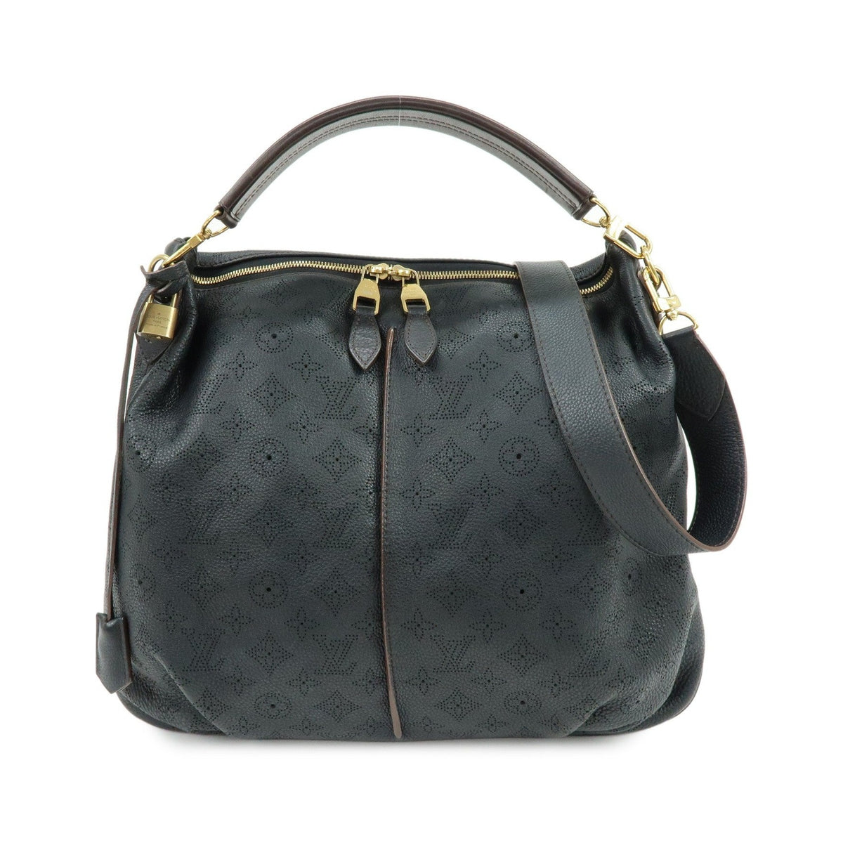 Louis Vuitton Selene Mahina Leather, Black, Leather, Handbag
