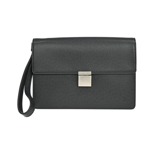 Louis Vuitton Selenga Pochette Taiga Leather, Black, Leather, Clutch