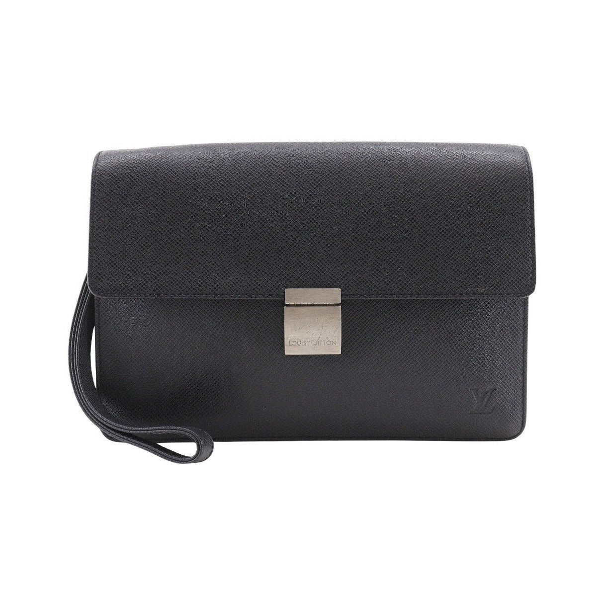 Louis Vuitton Selenga Pochette Taiga Leather, Black, Leather, Clutch