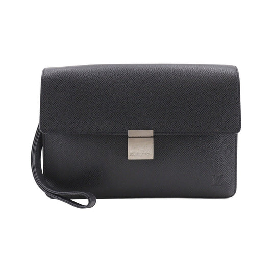 Louis Vuitton Selenga Pochette Taiga Leather, Black, Leather, Clutch