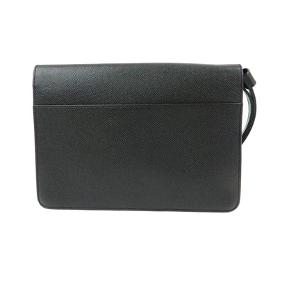 Louis Vuitton Selenga Pochette Taiga Leather, Black, Leather, Clutch
