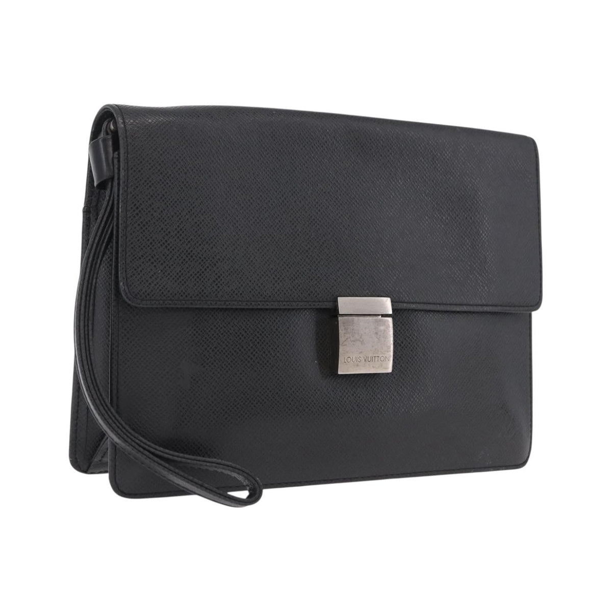 Louis Vuitton Selenga Pochette Taiga Leather, Gray, Leather, Clutch