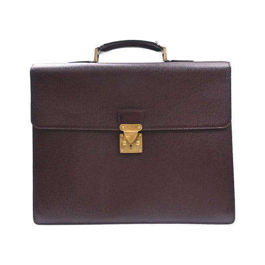 Louis Vuitton Serviette Moskova Taiga Leather, Purple, Leather, Briefcase