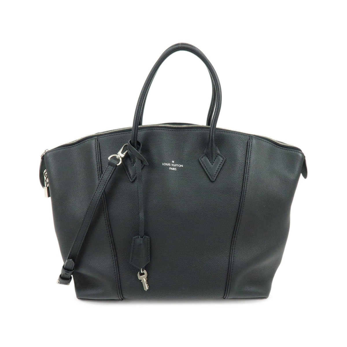 Louis Vuitton Soft Lockit Leather, Black, Leather, Handbag