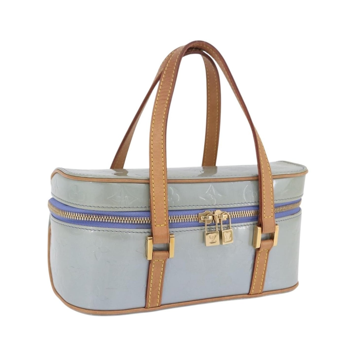Louis Vuitton Sullivan Horizontal Monogram Vernis, Blue, Patent Leather, Handbag