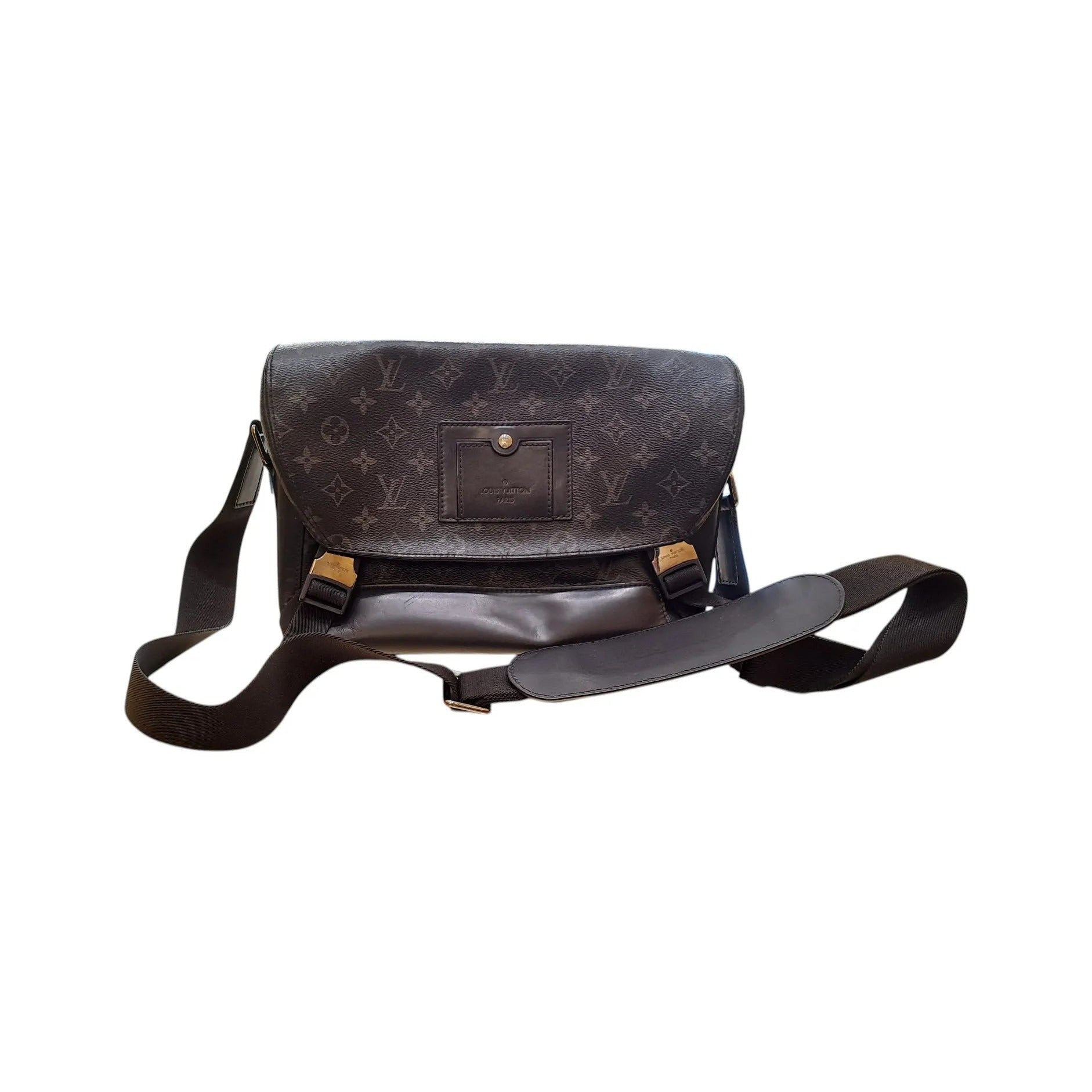 Louis Vuitton Voyager Messenger Monogram Eclipse Canvas, Black, Leather, Handbag