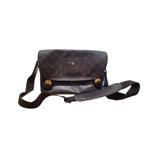 Louis Vuitton Voyager Messenger Monogram Eclipse Canvas, Black, Leather, Handbag