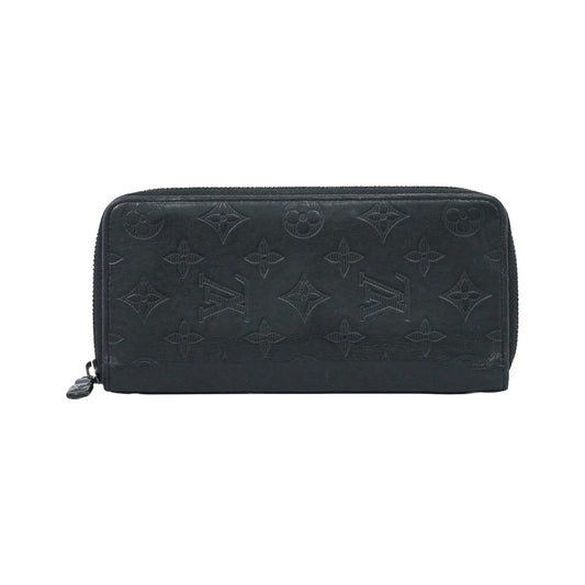 Louis Vuitton Zippy Monogram Shadow Leather, Black, Leather, Wallet