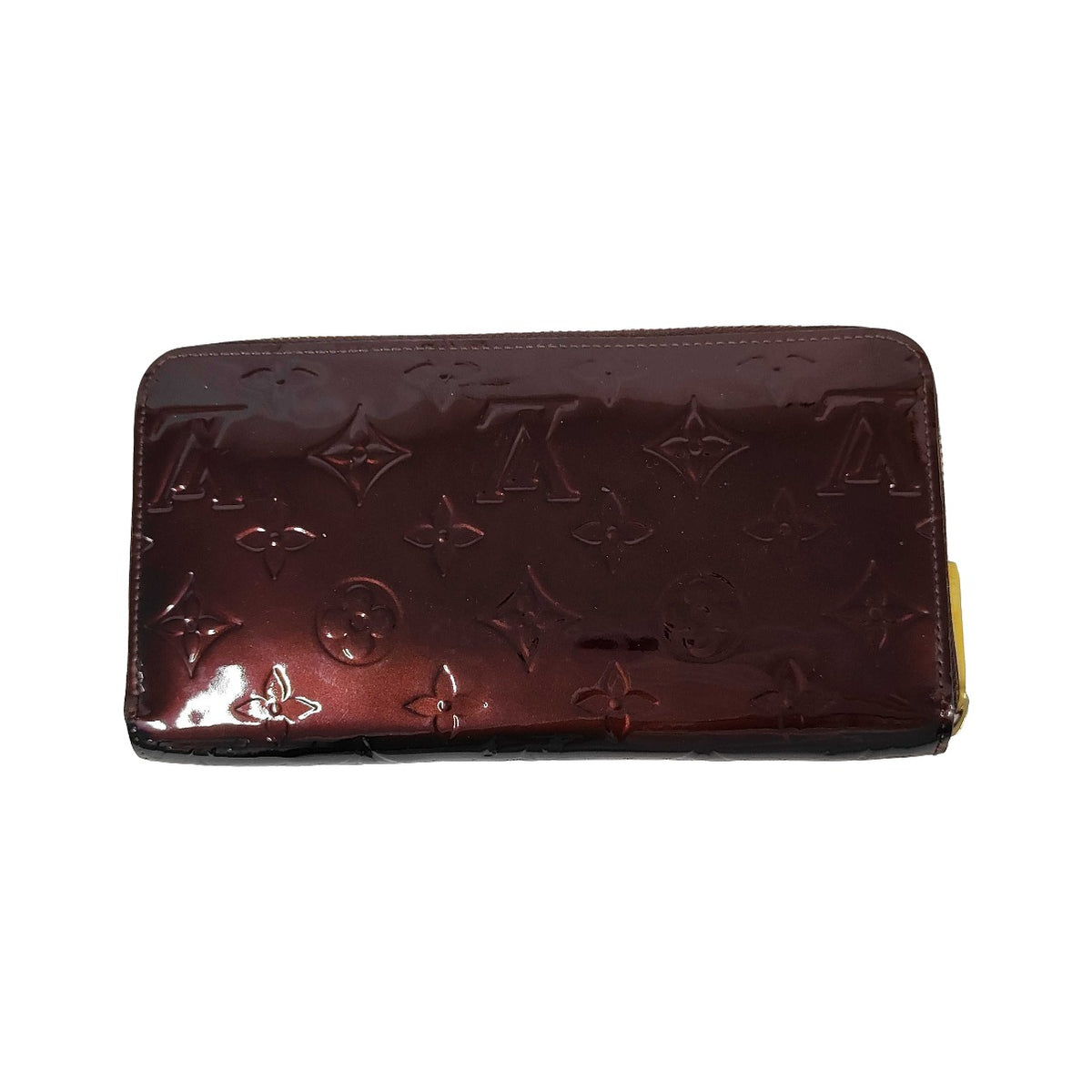 Louis Vuitton Zippy Monogram Vernis, Brown, Patent Leather, Wallet