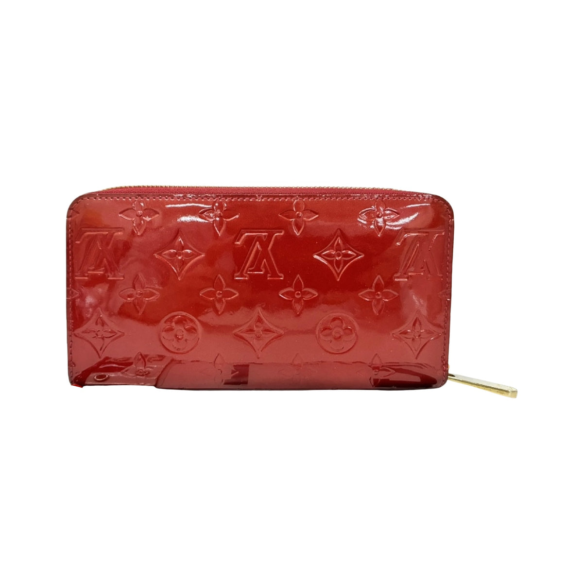 Louis Vuitton Zippy Monogram Vernis, Red, Patent Leather, Wallet