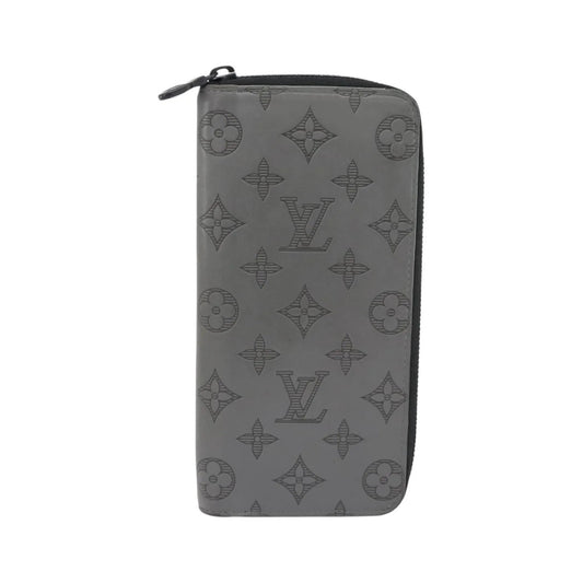 Louis Vuitton Zippy Wallet Vertical Monogram Shadow Leather, Gray, Canvas, Wallet
