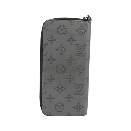 Louis Vuitton Zippy Wallet Vertical Monogram Shadow Leather, Gray, Canvas, Wallet