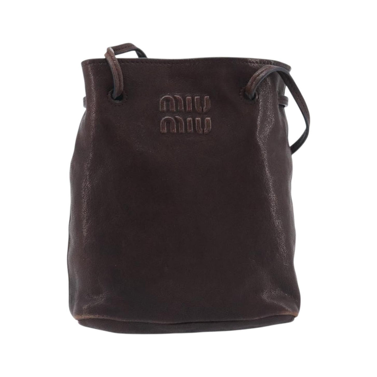 Miu Miu Aviator Bucket Leather, Brown, Leather, Handbag
