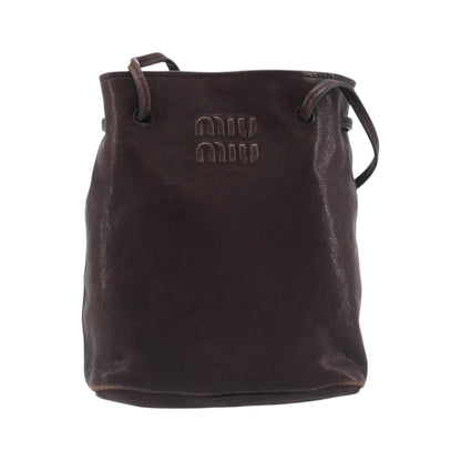 Miu Miu Aviator Bucket Leather, Brown, Leather, Handbag