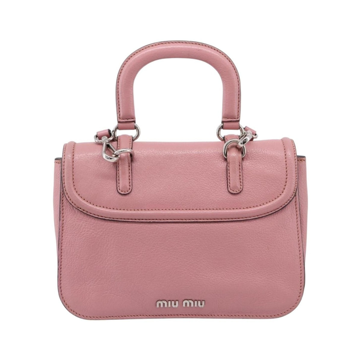 Miu Miu Beau Top Handle Leather, Pink, Leather, Handbag
