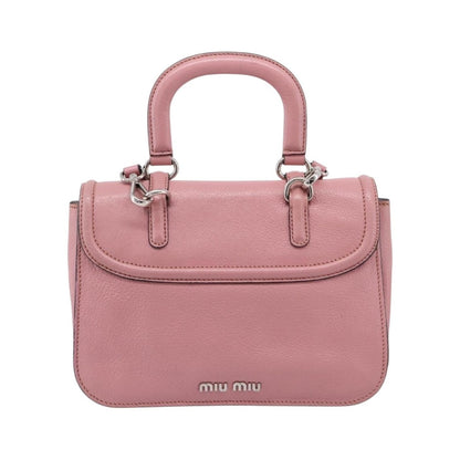Miu Miu Beau Top Handle Leather, Pink, Leather, Handbag