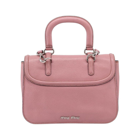 Miu Miu Beau Top Handle Leather, Pink, Leather, Handbag