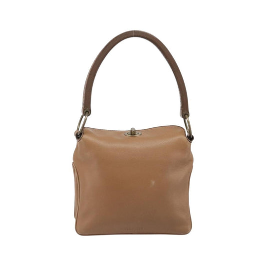 Miu Miu Beau Top Handle Leather, Brown, Leather, Handbag