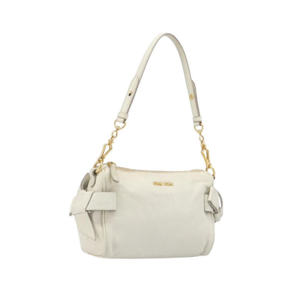 Miu Miu Beau Top Handle Leather, White, Leather, Handbag