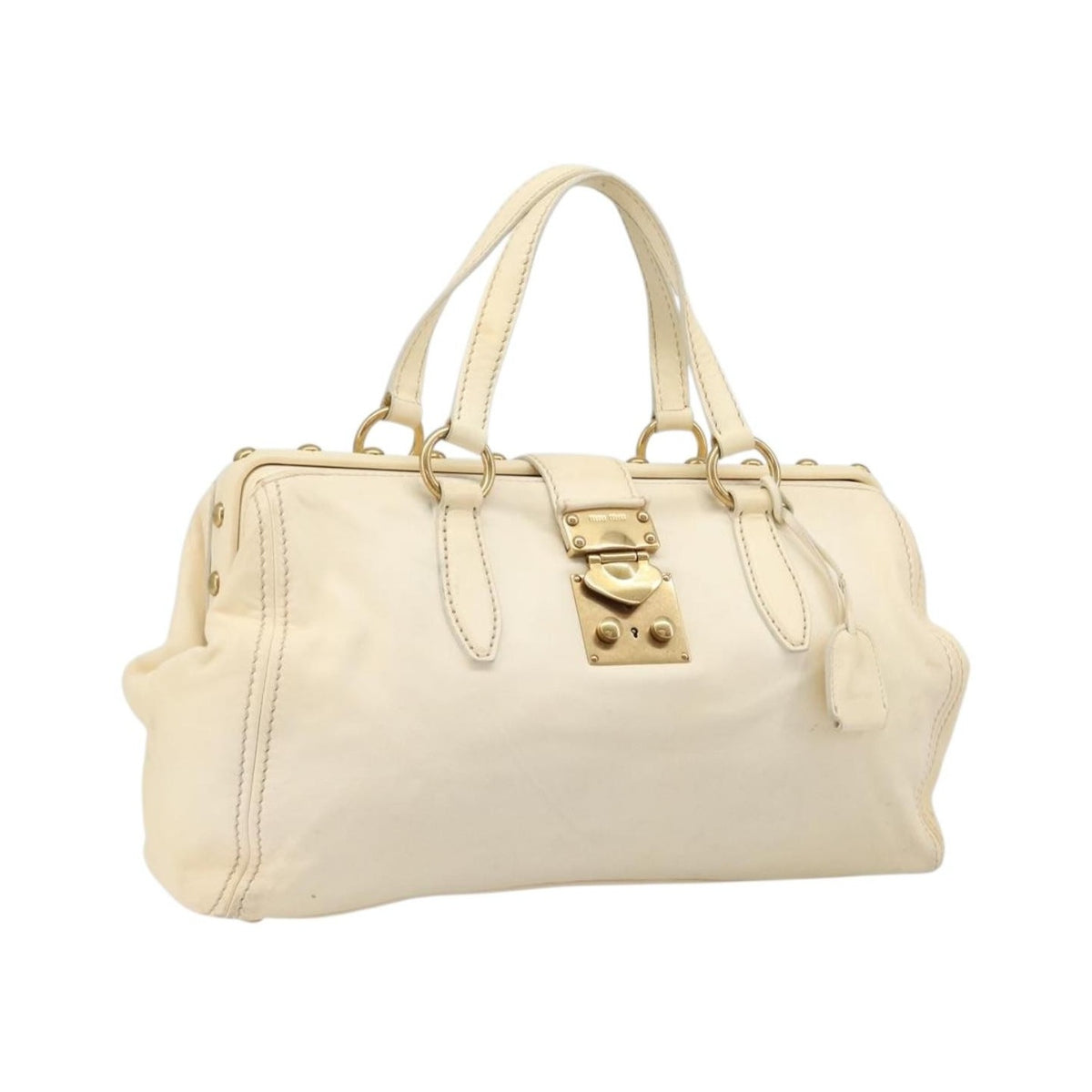 Miu Miu Beau Top Handle Leather, Beige, Leather, Handbag