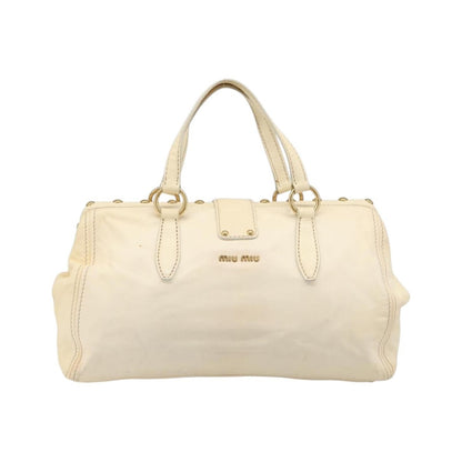 Miu Miu Beau Top Handle Leather, Beige, Leather, Handbag