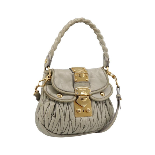Miu Miu Beau Top Handle Leather, Beige, Leather, Handbag