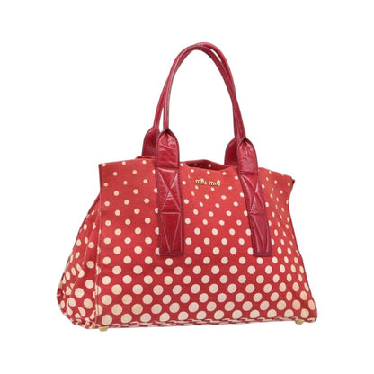 Miu Miu Beau Top Handle Leather, Red, Canvas, Handbag