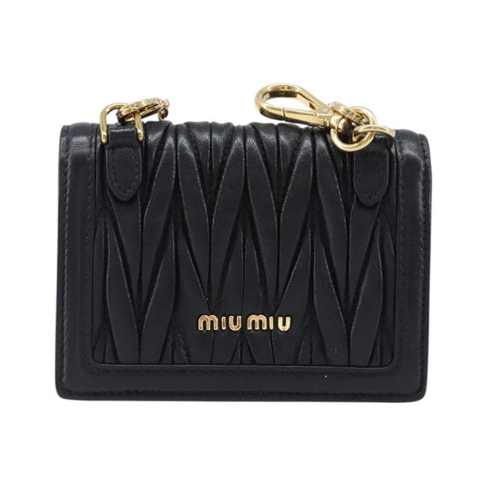 Miu Miu Biker Chain Matelasse Leather, Black, Leather, Shoulder Bag