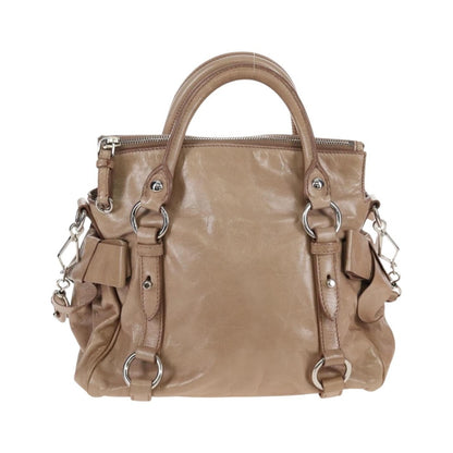 Miu Miu Bow Satchel Cervo Leather, Beige, Leather, Handbag