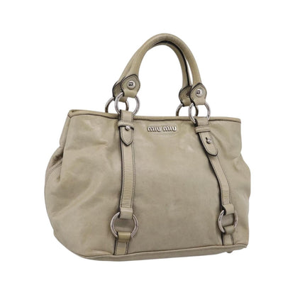 Miu Miu Bow Satchel Cervo Leather, Beige, Leather, Handbag
