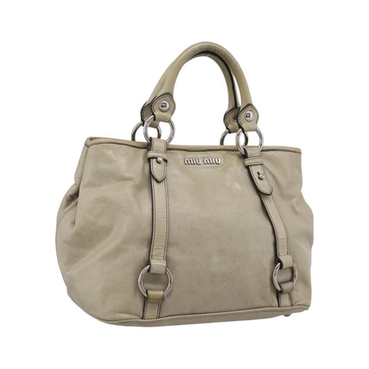 Miu Miu Bow Satchel Cervo Leather, Beige, Leather, Handbag