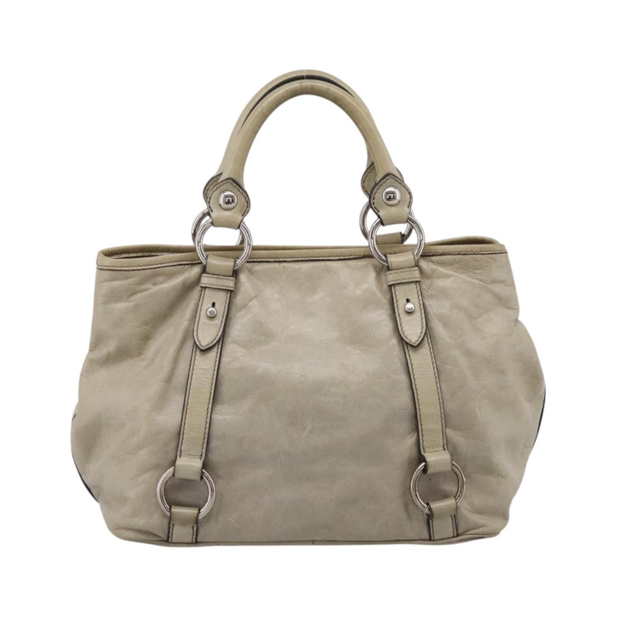 Miu Miu Bow Satchel Cervo Leather, Beige, Leather, Handbag