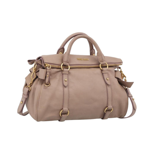 Miu Miu Bow Satchel Vitello Lux, Pink, Leather, Handbag