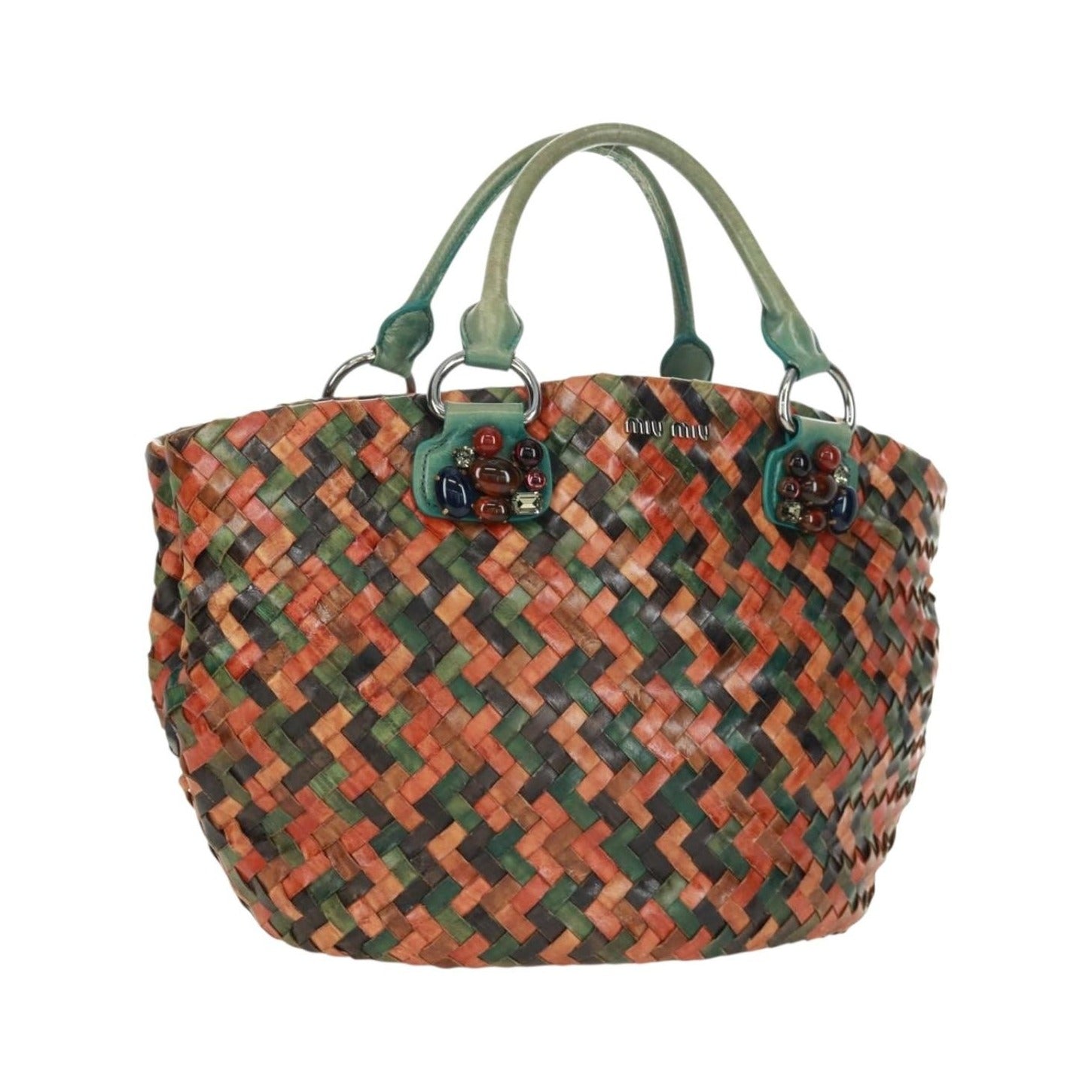 Miu Miu Chain Handle Pleated Leather, Multicolour, Leather, Handbag