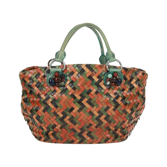 Miu Miu Chain Handle Pleated Leather, Multicolour, Leather, Handbag