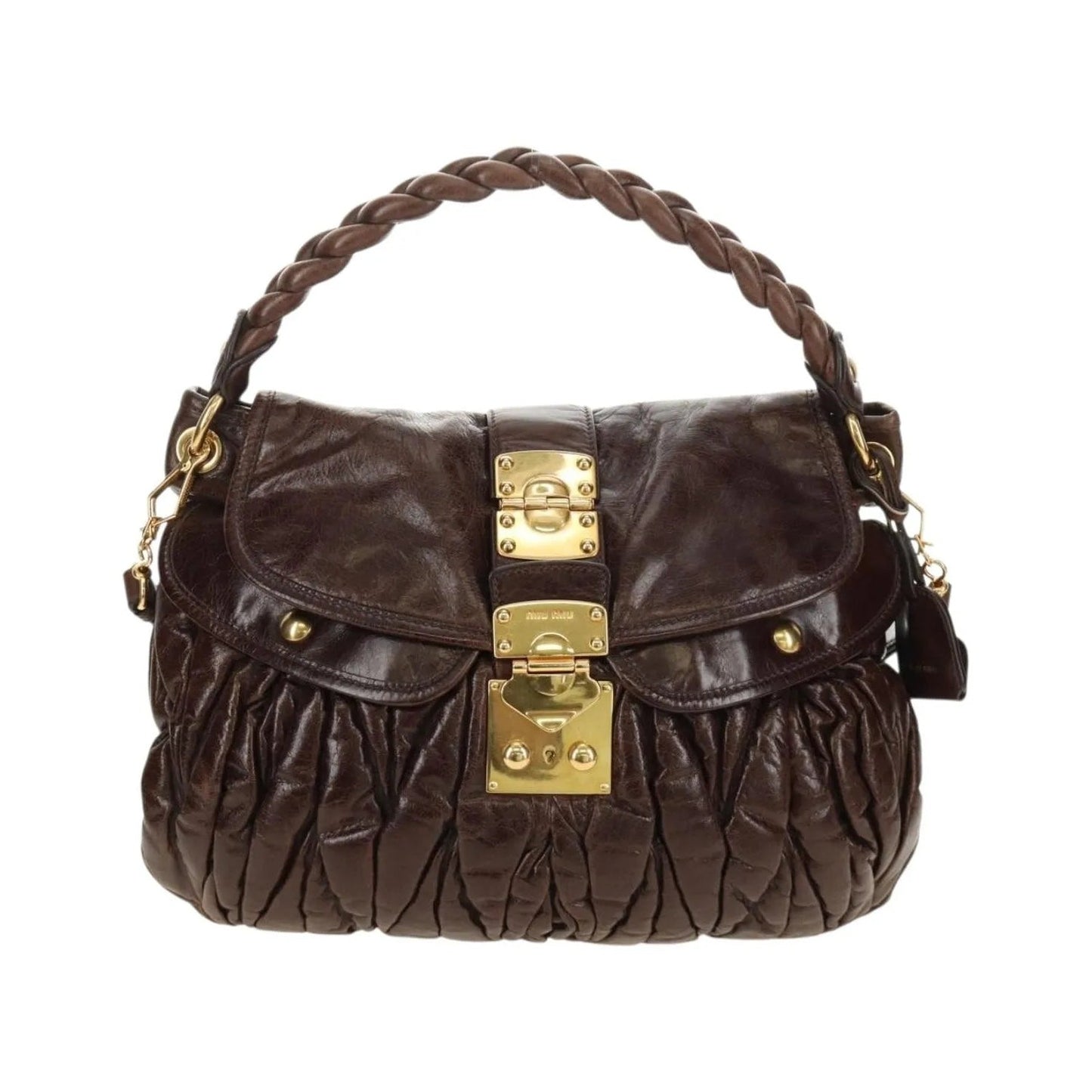 Miu Miu Coffer Convertible Hobo Matelasse Leather, Brown, Leather, Handbag