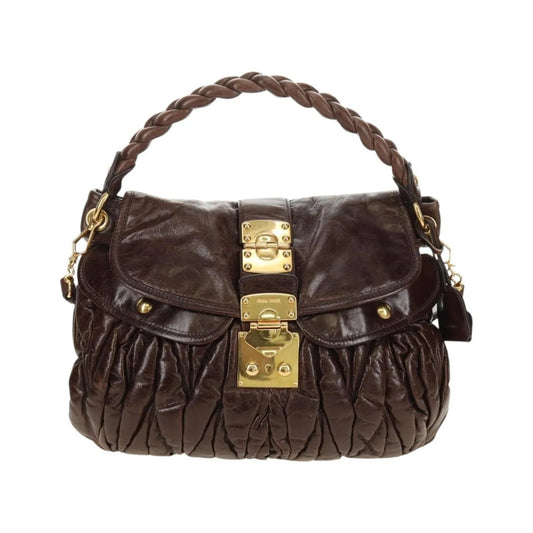 Miu Miu Coffer Convertible Hobo Matelasse Leather, Brown, Leather, Handbag