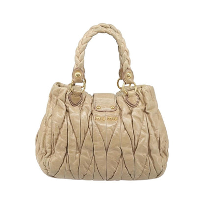 Miu Miu Coffer Convertible Satchel Matelasse Leather, Beige, Leather, Handbag