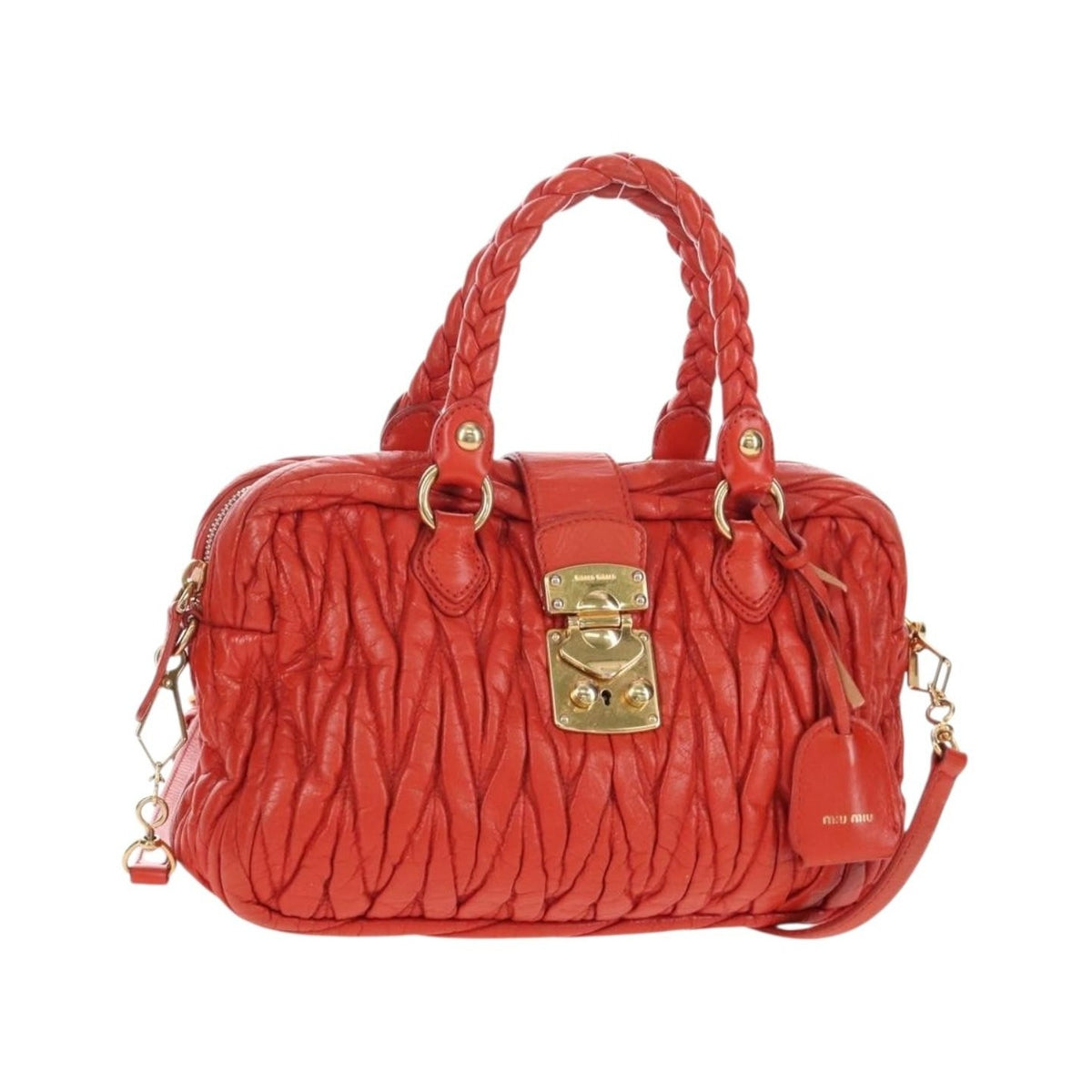 Miu Miu Coffer Convertible Satchel Matelasse Leather, Orange, Leather, Handbag