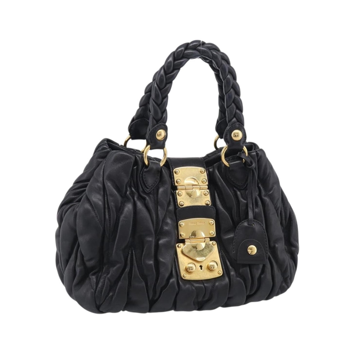 Miu Miu Coffer Convertible Satchel Matelasse Leather, Black, Leather, Handbag