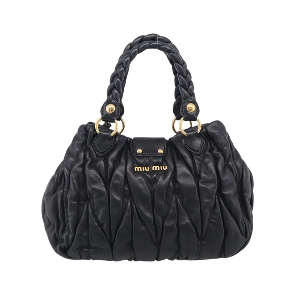 Miu Miu Coffer Convertible Satchel Matelasse Leather, Black, Leather, Handbag