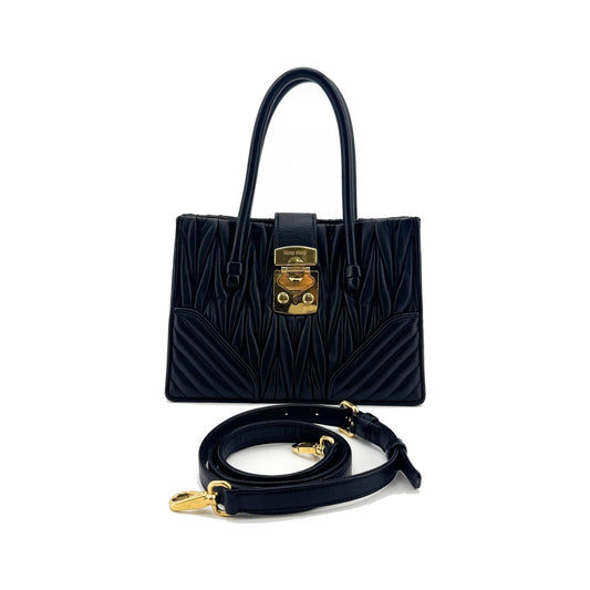 Miu Miu Confidential Matelasse Leather, Black, Leather, Crossbody Bag