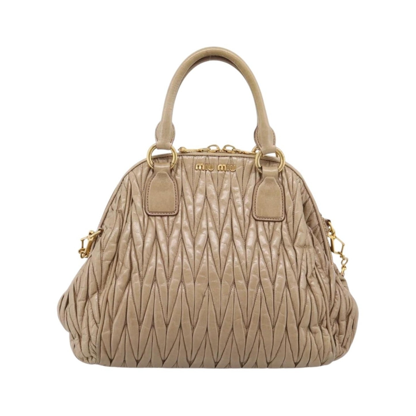 Miu Miu Convertible Dome Satchel Matelasse Leather, Beige, Leather, Handbag