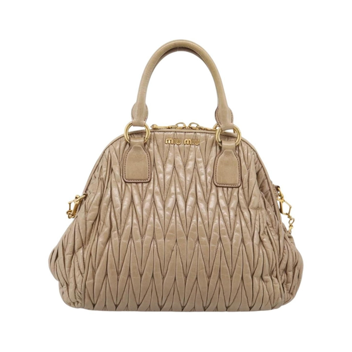 Miu Miu Convertible Dome Satchel Matelasse Leather, Beige, Leather, Handbag
