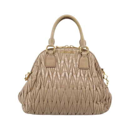 Miu Miu Convertible Dome Satchel Matelasse Leather, Beige, Leather, Handbag