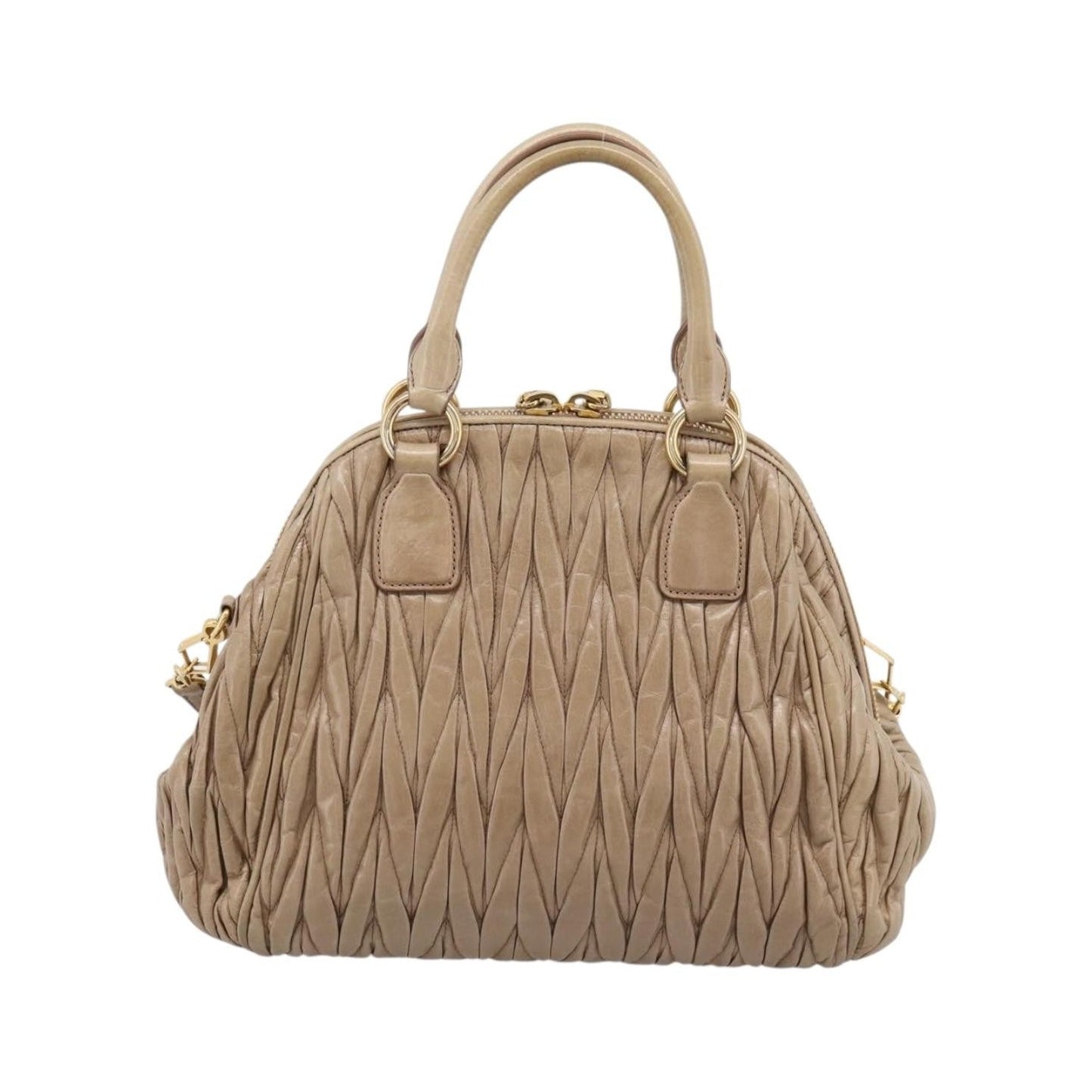 Miu Miu Convertible Dome Satchel Matelasse Leather, Beige, Leather, Handbag