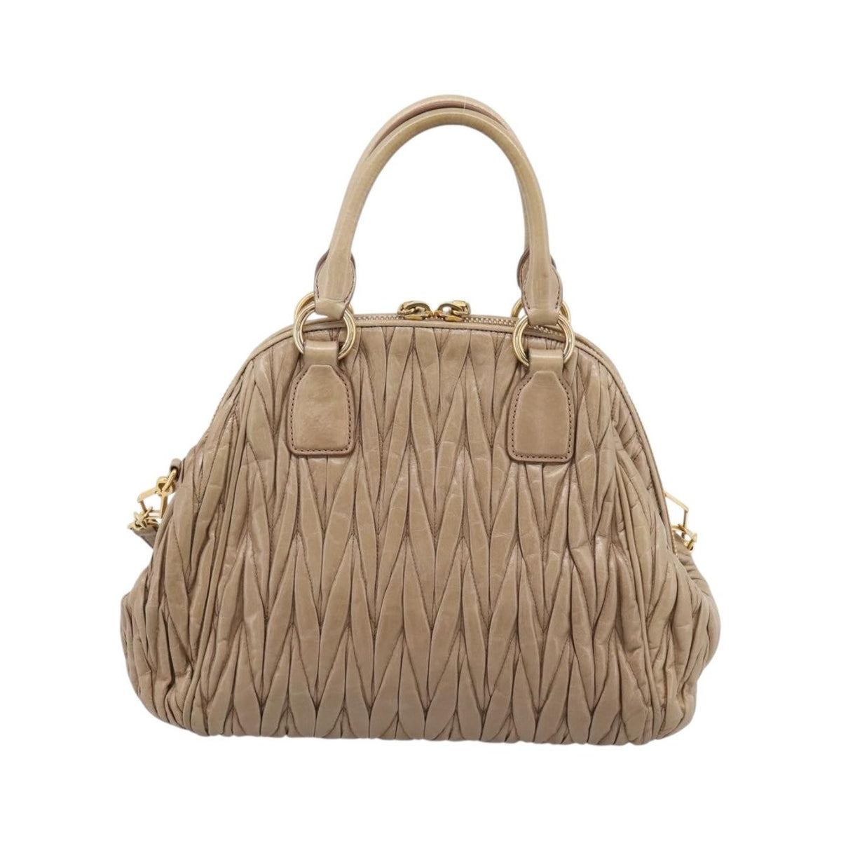 Miu Miu Convertible Dome Satchel Matelasse Leather, Beige, Leather, Handbag